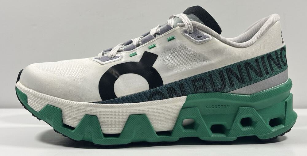 On Cloudmonster Hyper Womens 8.5 White/Green Running Shoes EUC 3WE10120902